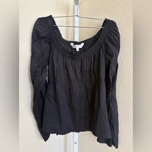 Trina Turk Off The Shoulder Peasant Top in Black - Size L